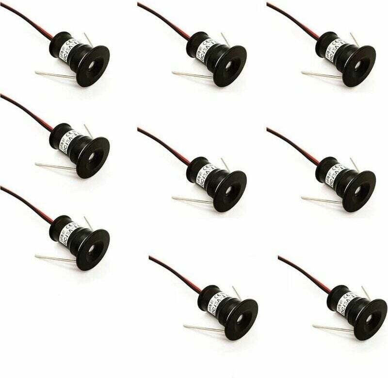 Schwarzes Set mit 9 Mini-LED-Strahlern 12 v, 1 w, Einbau in die Decke, für Küche, Treppenhaus, Schrank, Flur, DIY-Beleuc...