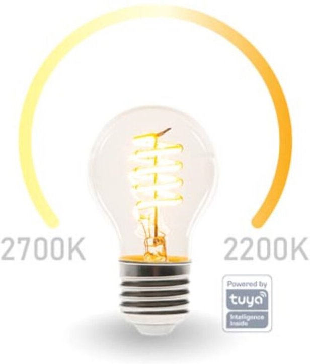 Thumbnail - Velleman - E27 led wifi, 6,5 Watt 555 Lumen, 2200-2700 Kelvin, Ø6cm, per App steuerbar