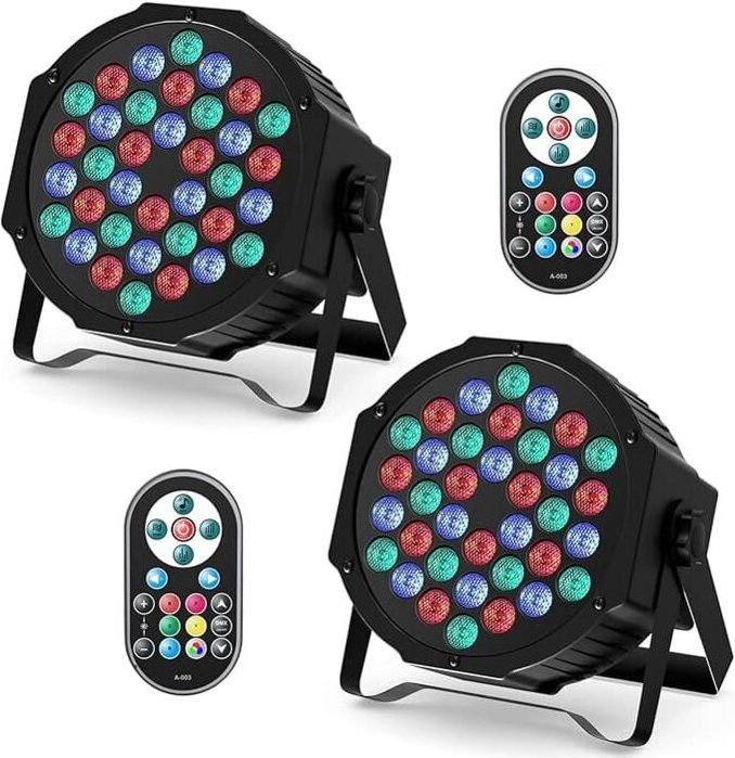 Thumbnail - 2 Stücke 36 LED Par Scheinwerfer Bühnenlicht, RGB LED Par Strahler Party Lichter mit Fernbedienung DMX512 Discolicht für...
