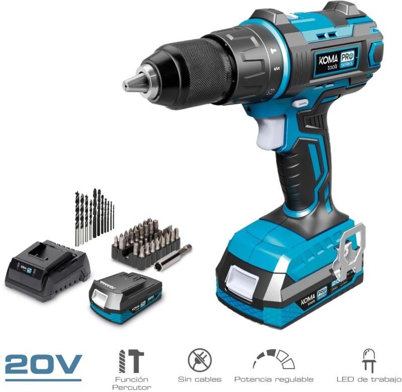 Koma Tools - Schlagbohrmaschine koma 20V - 2 Batterien 2Ah - 1 Ladegerät - 08750