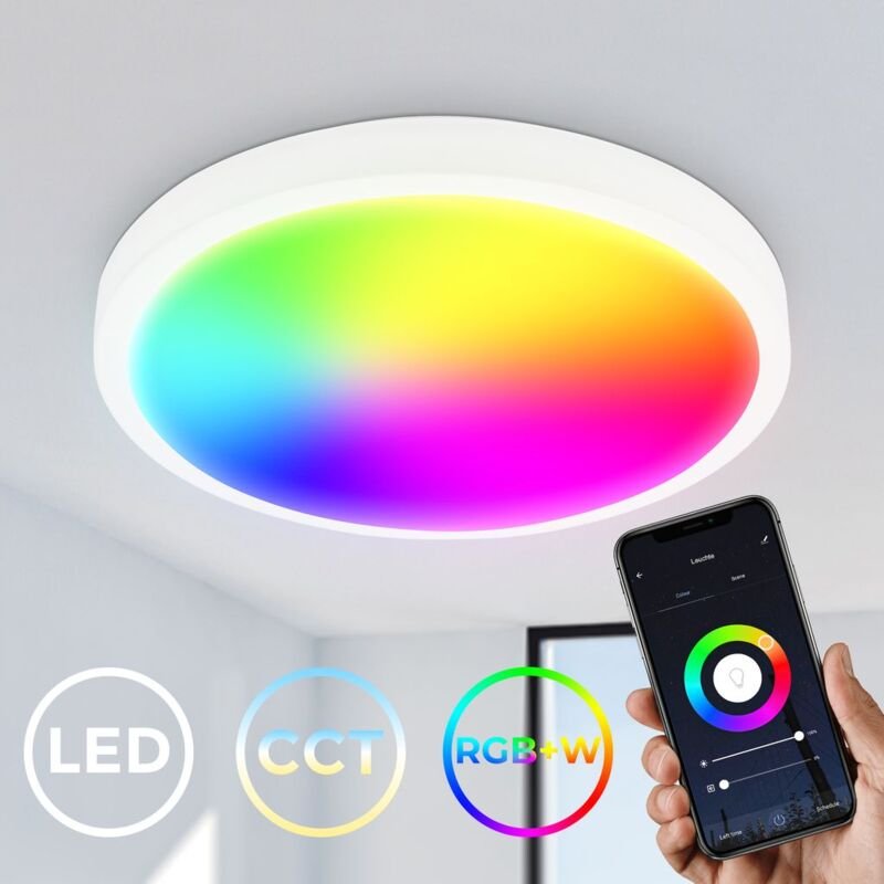 B.k.licht - led Panel Ø27 cm - 20W, 2100lm, smart, dimmbar, Fernbedienung, cct, rgb, weiß