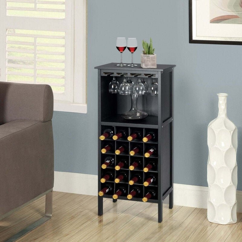 Northix - Weinregal aus holz flaschenregal weinstander holzregal weinschrank kolonialstil schwarz 8830