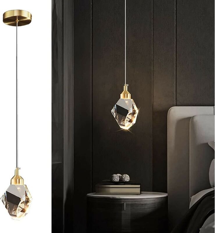 Moderne Kristall-Pendelleuchte, 3-farbige LED-Kristall-Pendelleuchte, für Kücheninsel, Schlafzimmer, Wohnzimmer, Esszimm...