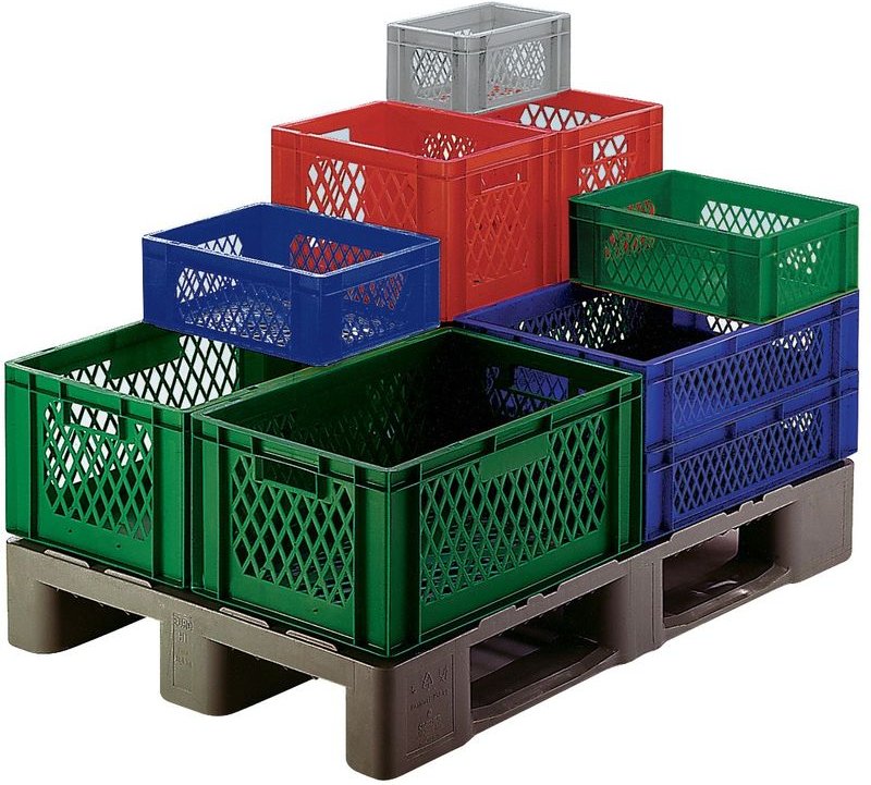 La-ka-pe - Transportbehälter L600xB400xH320mm rot pp Durchfassgr.Seitenwände durchbrochen