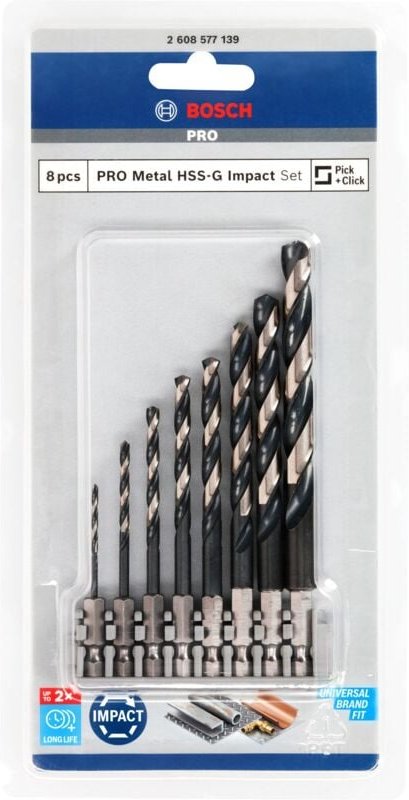 Pro Metal hss-g Impact Spiralbohrer Set, 8-tlg. - Bosch