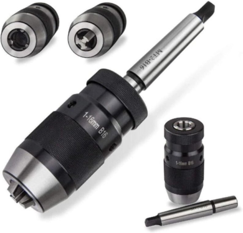 Schnellspannbohrfutter 1–16 mm B16 mit Kegelfutter und Mitnehmerstiften MK2. Zustand: Neu.