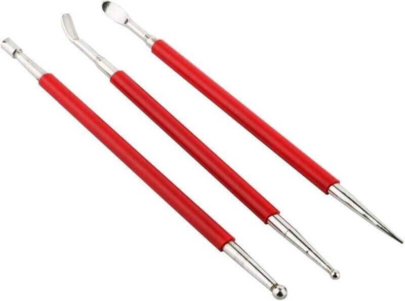 CSPARCV Modellierwerkzeug-Set für Ton, doppelseitige Kugel-Punktierwerkzeuge aus Metall, Pinsel, 3 verschiedene Prägewer...