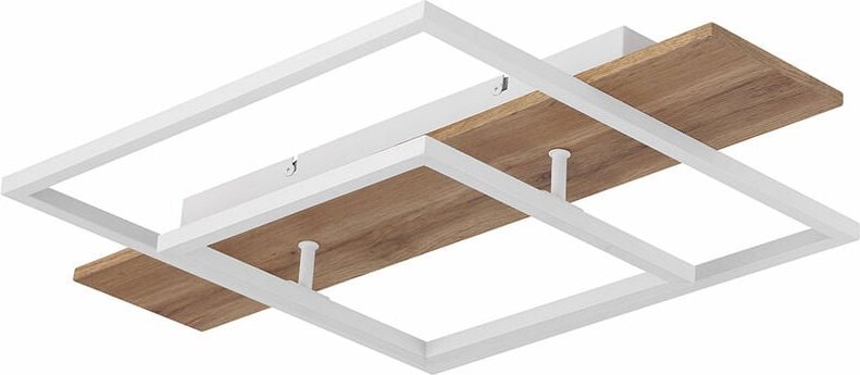 Globo - Deckenleuchte dimmbar über Lichtschalter Wohnzimmerlampe led Deckenlampe Holzlampe, Memoryfunktion Metall weiß m...