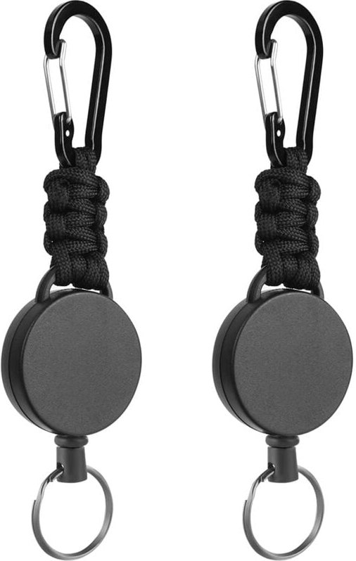 Einziehbare Schlüsselanhänger, 2 Stück, robuster Karabiner-Ausweishalter, einziehbarer Ausweishalter mit geflochtenem Sc...