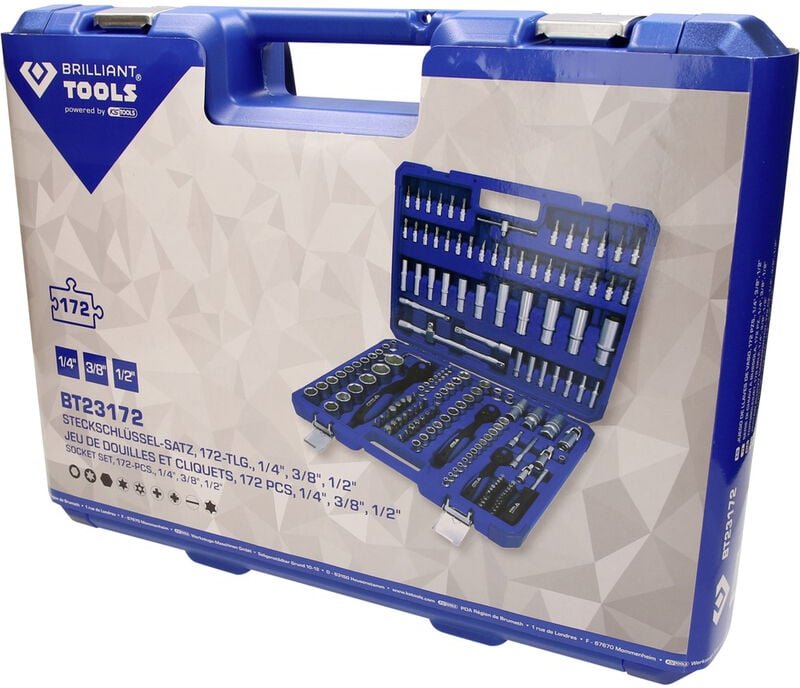 Brilliant Tools - Steckschlüssel-Satz, 172-tlg., 1/4, 3/8, 1/2