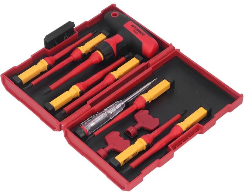 Crediri Isolierter Schraubendreher, robuster Kreuzschlitzschraubendrehersatz mit Gummigriff, praktisches 12-teiliges iso...