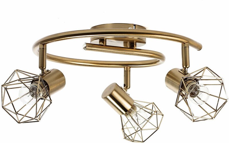 Runde Deckenleuchte in Messing 3-flammig geometrisch