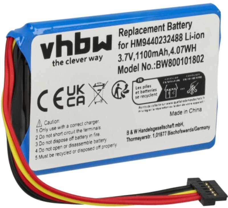 Vhbw - Akku Ersatz für TomTom P11P11-43-S01 für gps Navigation Navi (1100 mAh, 3,7 v, Li-Ion)