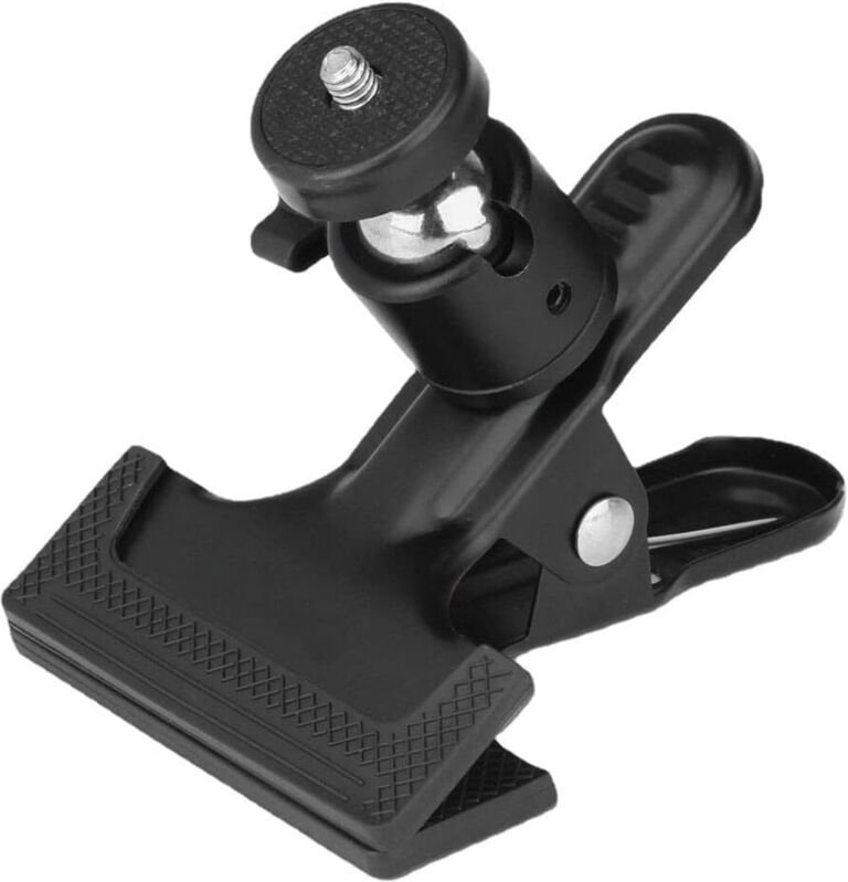 BEBUSINGOTO 1 Stück Stativclip-Stil Blitzreflektorhalter mit Mini-Kugelkopfschraube und 360-Grad-Drehung, Schwarz