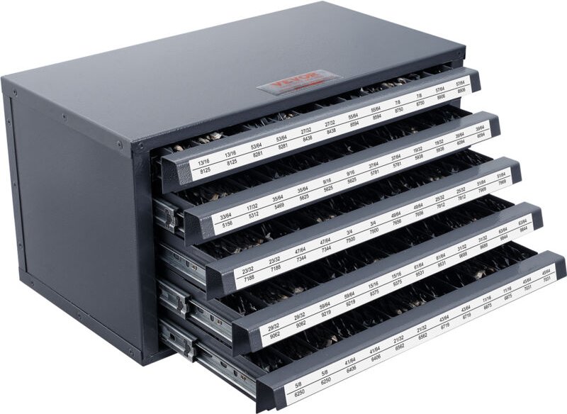 Mophorn - vevor Bohrer-Spender-Schrank, Bohrer-Organizer-Schrank mit fünf Schubladen für 33/64' bis 63/64' Stahl-Bohrer-...