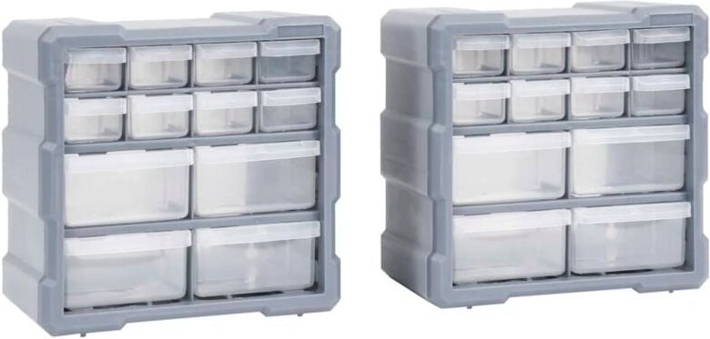 Gbly - Multi-Schubladen-Organizer 2 Stk. 12 Schubladen 26,5x16x26 cm