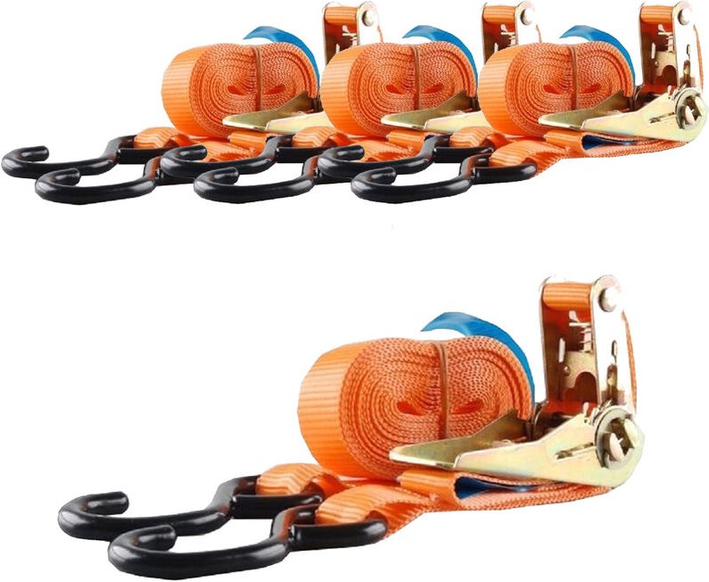 Baumarktplus - 4x Spanngurt Ratschen Zurrgurt 5m 800kg 0,8t 0,8to orange 2tlg
