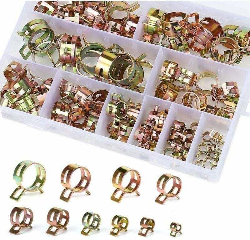 Hot Sale - 100 Stück Kraftstoffleitungs-Federklemmen, Schlauchschellen mit Aufbewahrungsbox (6–22 mm, Größe 10) - Ulisem