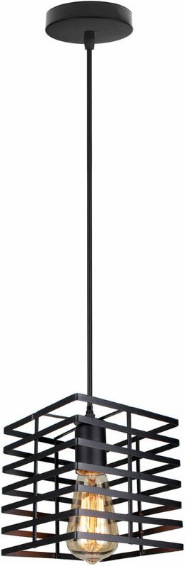 Thumbnail - Pendelleuchte Quadrat Käfig, Vintage Industrielle Design Eisen Hängelampe, Retro Kronleuchter mit Lampenschirm für Wohnz...