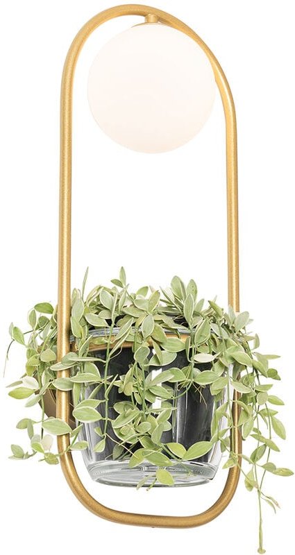 Art Deco Wandlampe Gold mit weißem Glas - Isabella