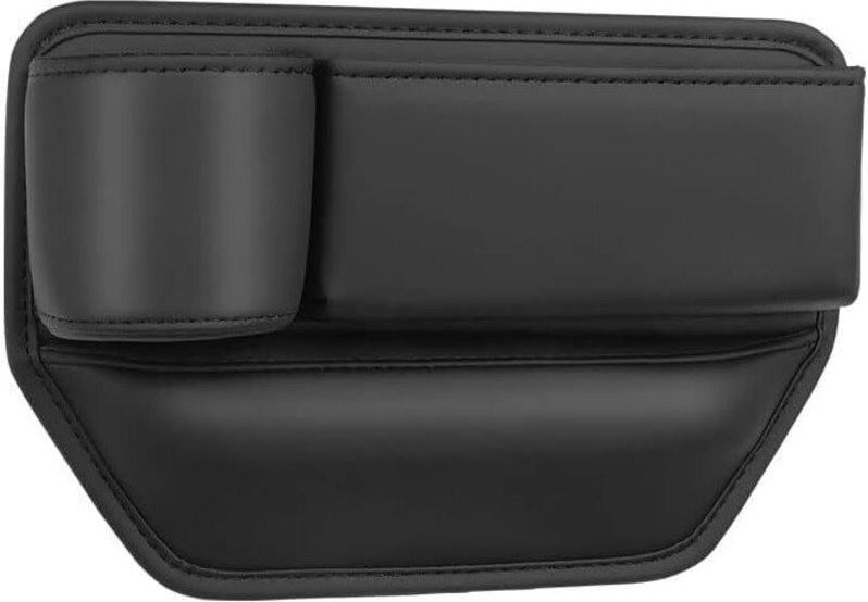 Autositz-Organizer mit Getränkehalter, Aufbewahrungsbox aus PU-Leder mit Kabelloch für Handyschlüssel (leitfähige Positi...