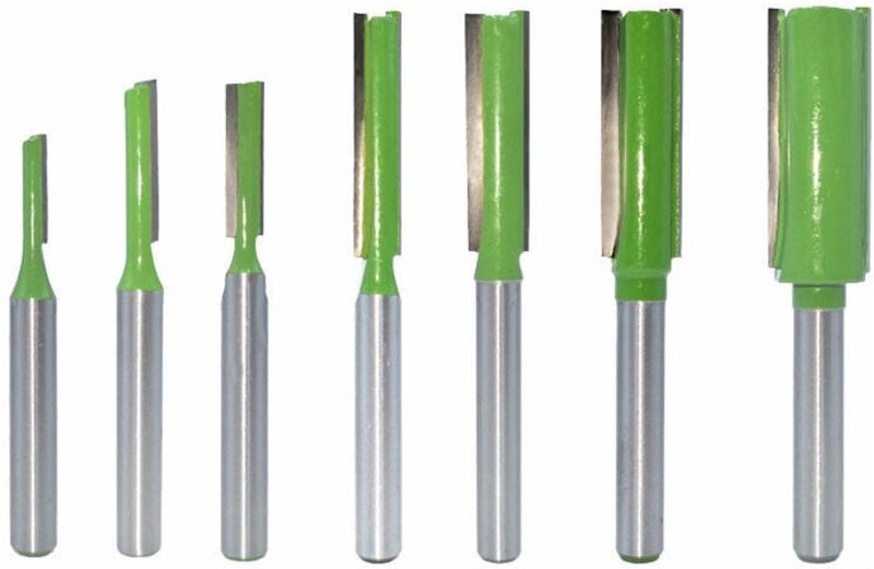 7er-Pack 6-mm-Schaft-Fräser, gerader Fräser, Einzel-/Doppelnut-Fräser, Holz-Fräser, gerader Schnitt, bündiger Schnitt, M...
