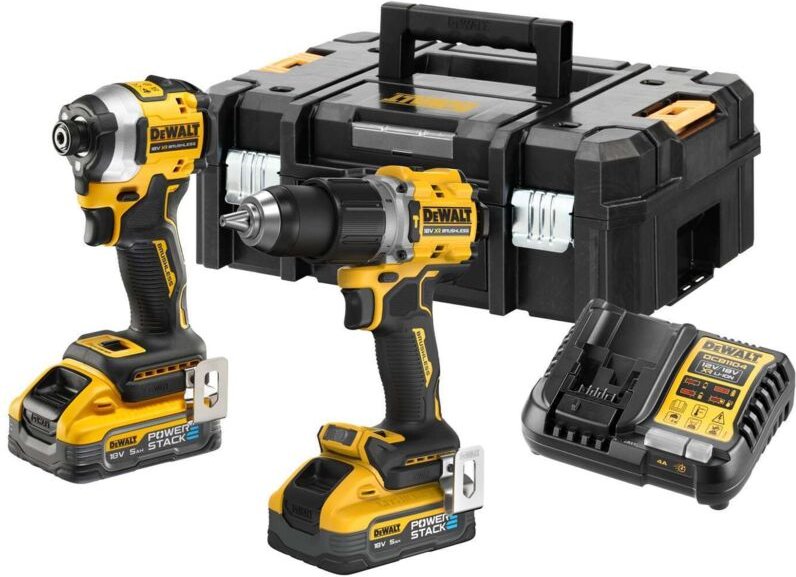Thumbnail - Dewalt - Werkzeuge - Akku-Set Schlagbohrmaschine und Schlagschrauber, 18V, 2x 5,0 Ah Akku powerstack, Ladegerät DCK2050H...