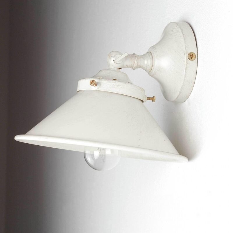 Wandlampe Weiß Gold Shabby Chic aus Messing