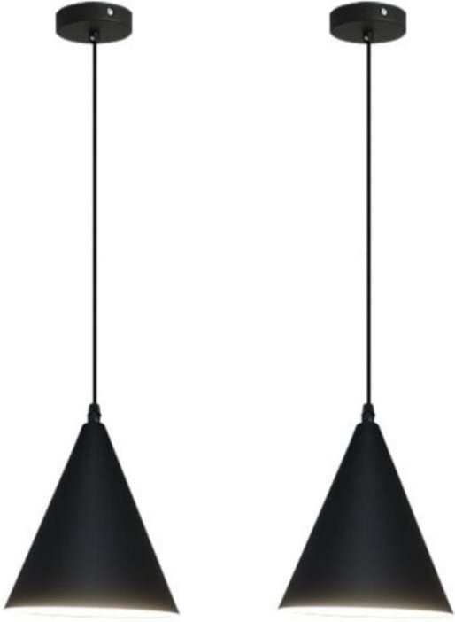 Retro Industrielle Pendelleuchte Schwarz Hängelampe Lampenschirm Höhenverstellbare Kronleuchter Ø16CM 2 Stücke