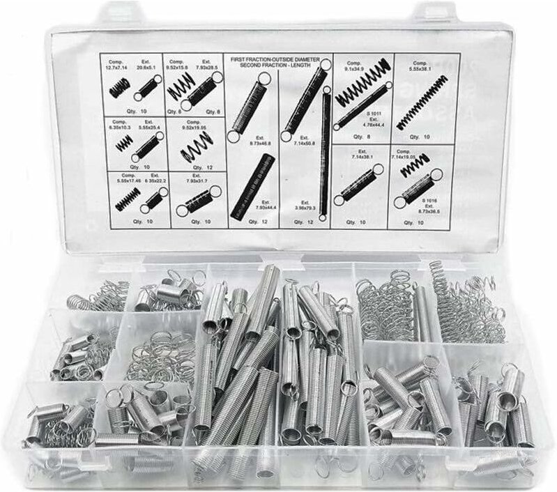 Thumbnail - YMYNY Druck- und Zugfeder-Sortiment, Metall-Stahlfeder-Sortiment, Hardware-Kit, sortierte Federn mit Aufbewahrungsbox, Z...