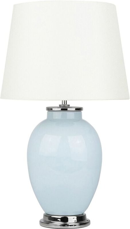 Beliani - Tischlampe Blau Keramik 56 cm Stoffschirm Weiß Empire Vasenform Kabel mit Schalter Retro-Stil