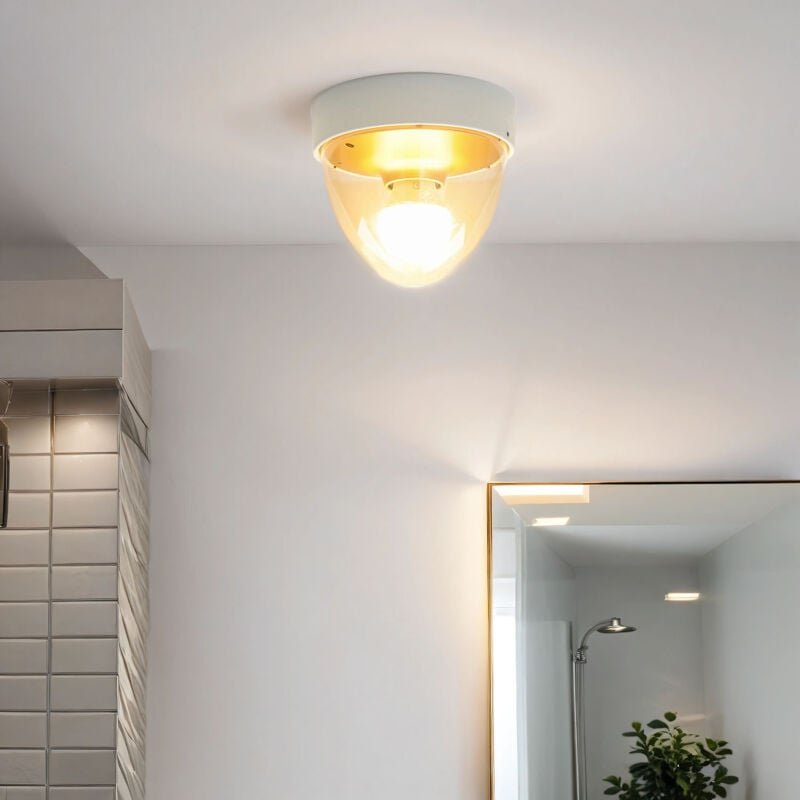 Licht-erlebnisse - Badlampe Weiß Gold IP44 E27 Modern Badezimmerleuchte Deckenlampe
