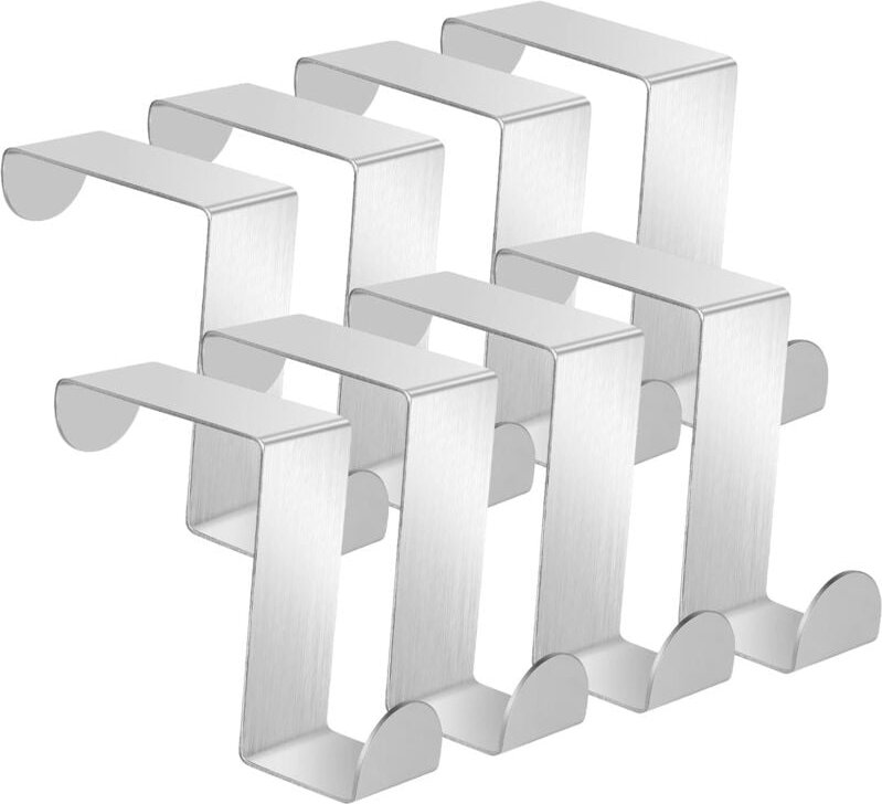 Türhaken, 8 x Edelstahl Z-förmiger Türhaken, Türschubladenleistenhaken, Kleiderhaken für Tür, Schublade, Schrank, Badezi...