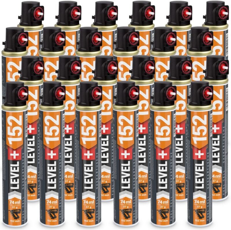 Level+ Gaskartusche 152mm 74ml Fuel Cell Ersatzgas für Nagler L+152 - 24 St.