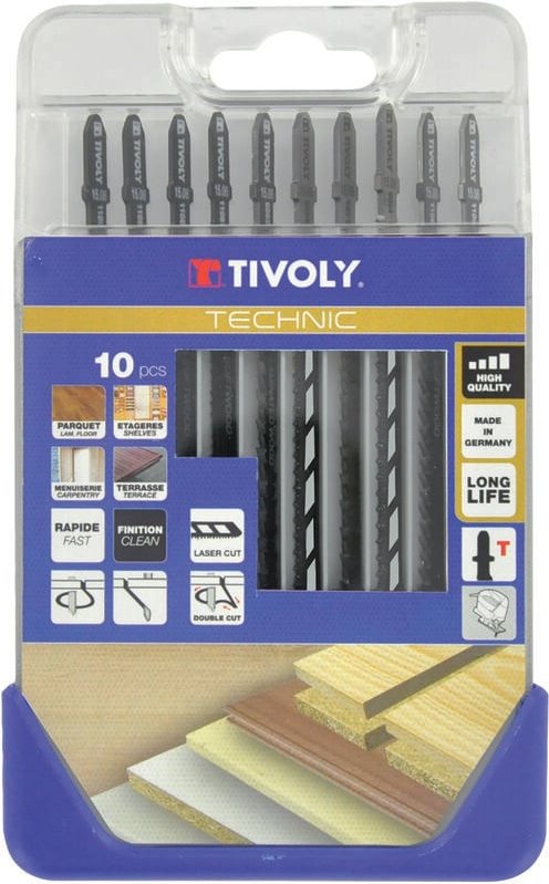 Box mit 10 Stichsägeblättern für Holz und Melamin – Anhang t - Tivoly