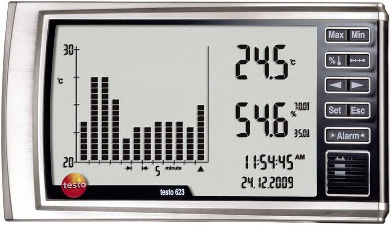 testo 623 Luftfeuchtemessgerät (Hygrometer) 0 % rF 100 % rF Datenloggerfunktion, Taupunkt-/Schimmel
