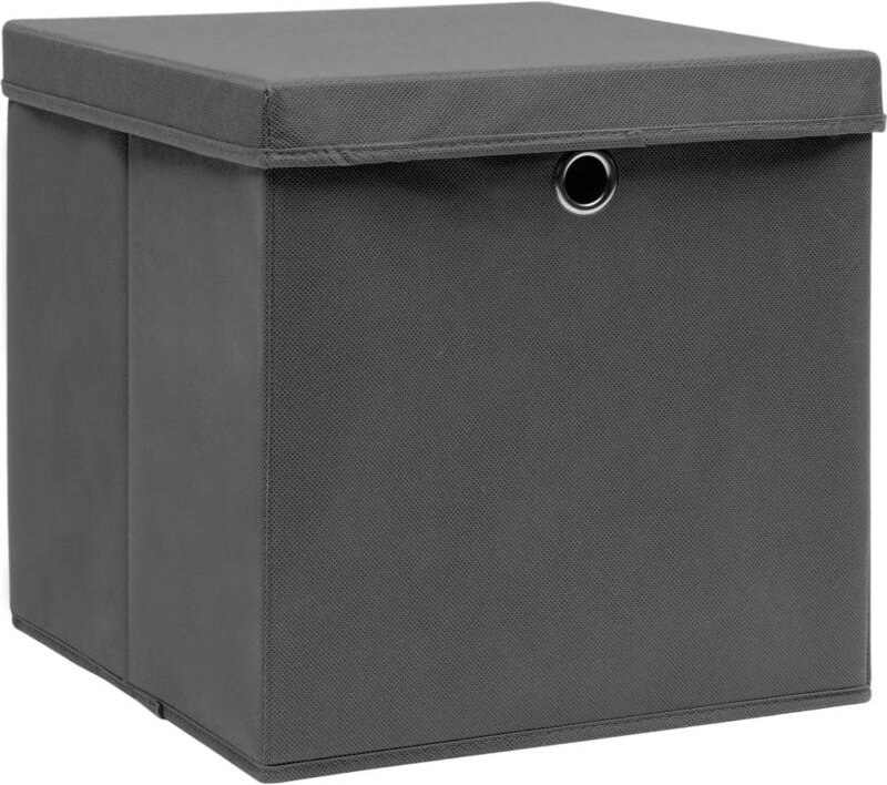 Aufbewahrungsboxen mit Deckeln 10 Stk. Grau 32x32x32 cm Stoff Vidaxl