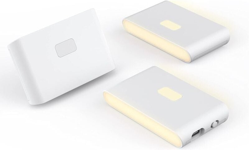 Wiederaufladbare Nachtlichter mit Bewegungssensor und Dämmerungsfunktion, warmweißes Treppenlicht, 3er-Set