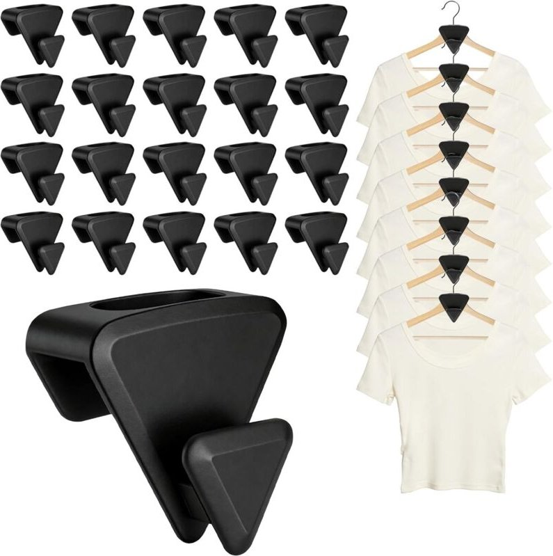 20 platzsparende Kleiderbügel, multifunktionale, robuste Kunststoffhaken und Verbindungshaken für Kleiderbügel und Schra...