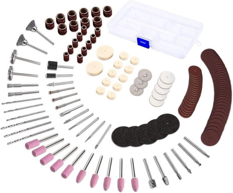 Thumbnail - Alovez - 2 Stück) 141-teiliges Rotationswerkzeug-Zubehör mit 3-mm-Dorn/Universal-Schneiden/Polieren/Bohren/Schleifen/Gra...