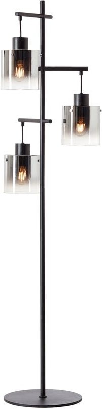 Lampe Simonis Standleuchte 3flg schwarz/rauchglas Aluminium/Metall schwarz 3x A60, E27, 52 w - Brilliant