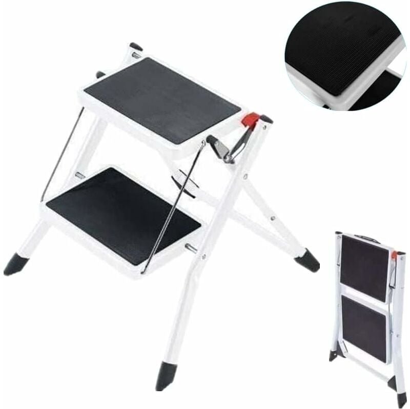 2 Stufen Klappstufen Trittleiter ,Leichte Stehleiter Mini Leiter Klapptritt Trittleiter Haushaltsleiter Einfache Aufbewa...