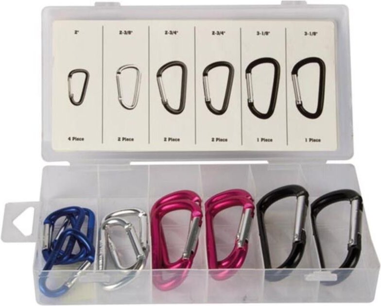 Karabiner-Set, Aluminium,12-tlg