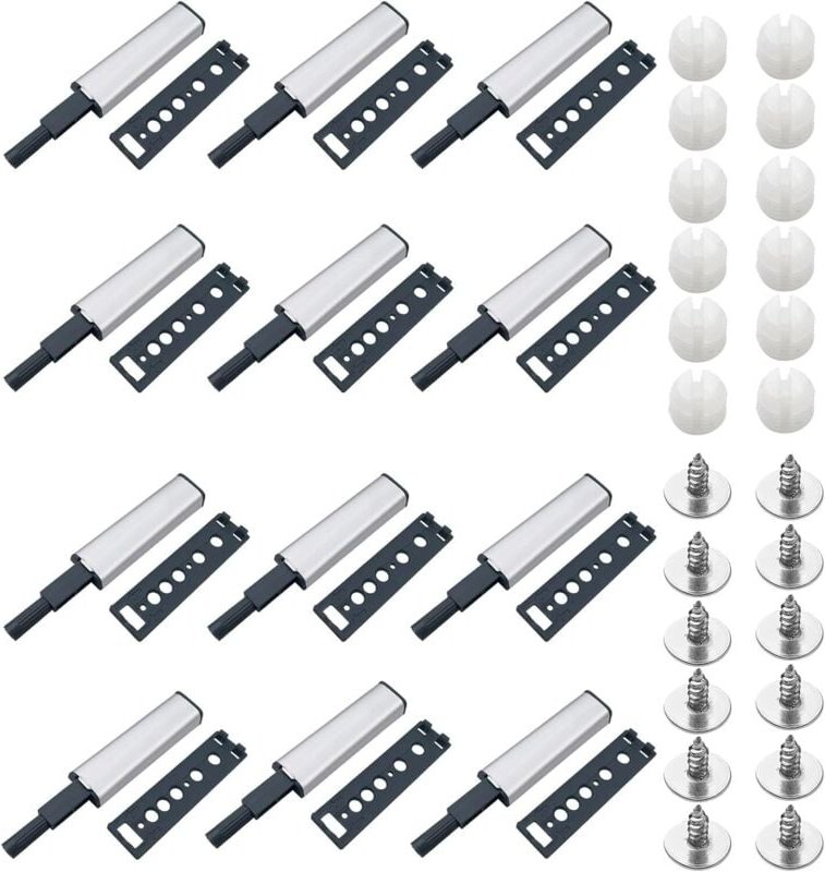Schranktürmagnet, 12 Stück Push-to-Open-Magnetverschluss, Push-to-Open-Türschließer, Schrankschubladen-Rebounder, Magnet...