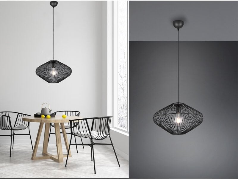 Reality - Pendelleuchte cobain 1-flammig Metall Gitterschirm Schwarz, ø 38cm