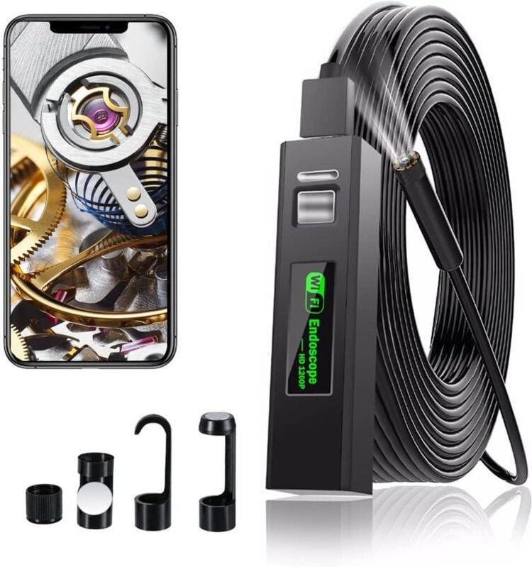 Thumbnail - Fitags - WiFi-Endoskopkamera, 1200P hd, Rohrinspektionskamera mit LED-Licht für iPhone/Android-Handy/Windows/Mac/Tablet/...