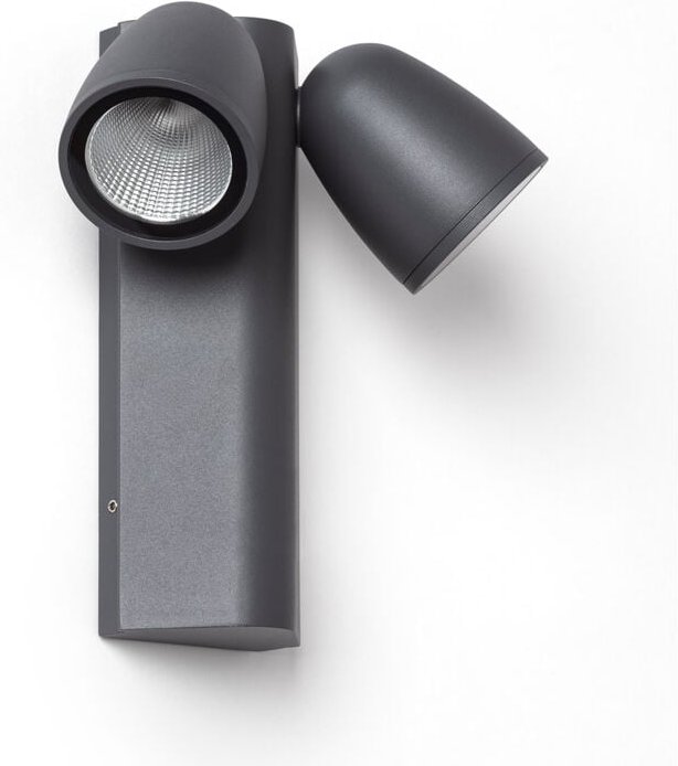 Led Wandleuchte Außen 12W Aluminium Abel Zwei Strahler Dunkles Grau