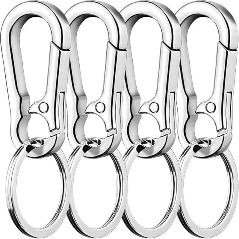 Set mit 4 Karabinern mit Schlüsselanhängern – Robuster Schlüsselanhänger aus Zinklegierung, Unisex