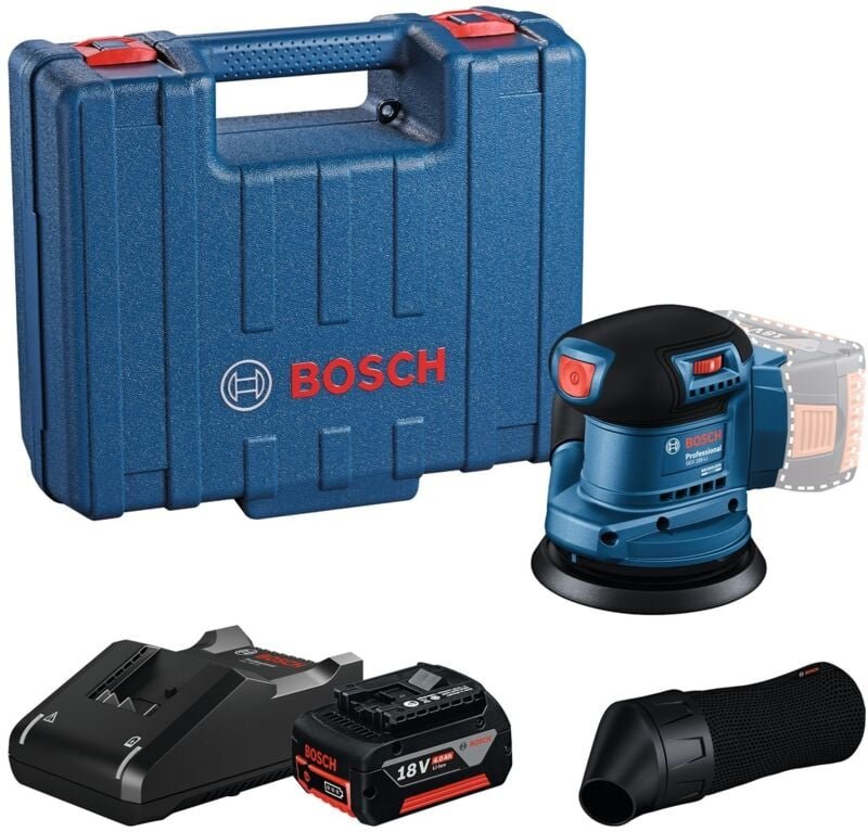 Bosch Werkzeug - 18V Akku-Exzenterschleifer 125 mm, 1x Akku 4,0 Ah Li-Ion, Ladegerät 06013A5021