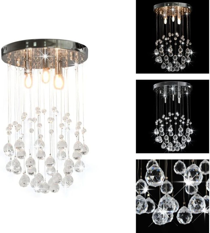 Thumbnail - Vidaxl - Lampen - Living Deckenleuchte mit Kristallperlen Silbern Kugel 3x G9 Glühbirnen - Silber